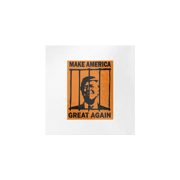 Anti-Trump in Orange Jump Suit Behind Bars MAGA Sticker