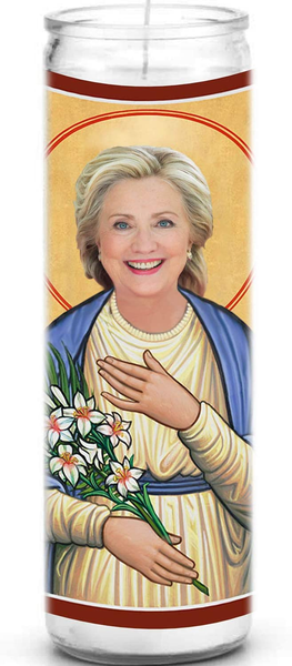 Hillary Clinton Celebrity Prayer Candle - Funny Saint Candle - 8 Inch Glass Prayer Votive - 100% Handmade in USA - Novelty Celebrity Gift (Hillary Clinton)