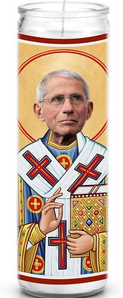 Fauci Celebrity Prayer Candle - Doctor Fauci Funny Saint Candle - 8 Inch Glass Prayer Votive - 100% Handmade in USA - Funny Celebrity Novelty Gift
