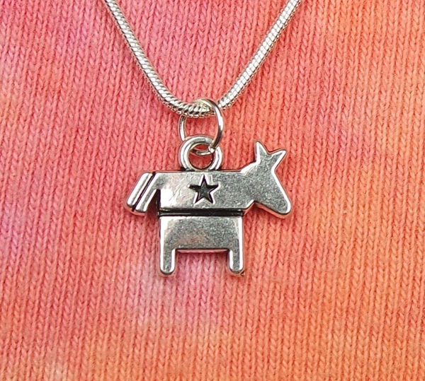 Pendant Charm - Democrat Sign, DNC Politics Democratic Donkey Symbol- Original Design - Fashion Jewelry - Ideal Gift for Birthday Valentine Christmas-No Chain Pendant Only!