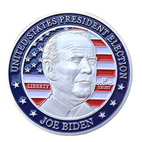 US 46Th President Joe Biden Coin, Commemorative Badge Collection Toy, Protective Case Included(Silver)