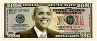 Barack Obama 2008-2016 Commemorative Dollar Bill in Currency Holder - Best Gift for Barack Obama Fans