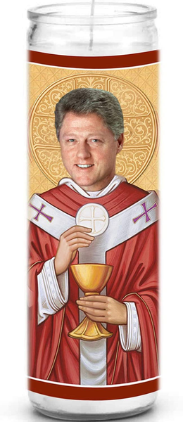 Bill Clinton Celebrity Prayer Candle - Funny Saint Candle - 8 Inch Glass Prayer Votive - 100% Handmade in USA - Novelty Celebrity Gift (Bill Clinton)