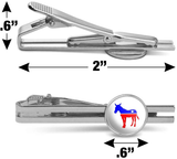 GRAPHICS & MORE Democrat Donkey Liberal America Political Party round Tie Bar Clip Clasp Tack Silver Color Plated