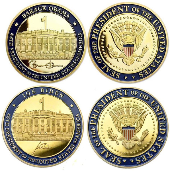 44TH & 46TH US President Barack Obama & Joe Biden Presidential White House Inauguration Novelty Challenge Coin